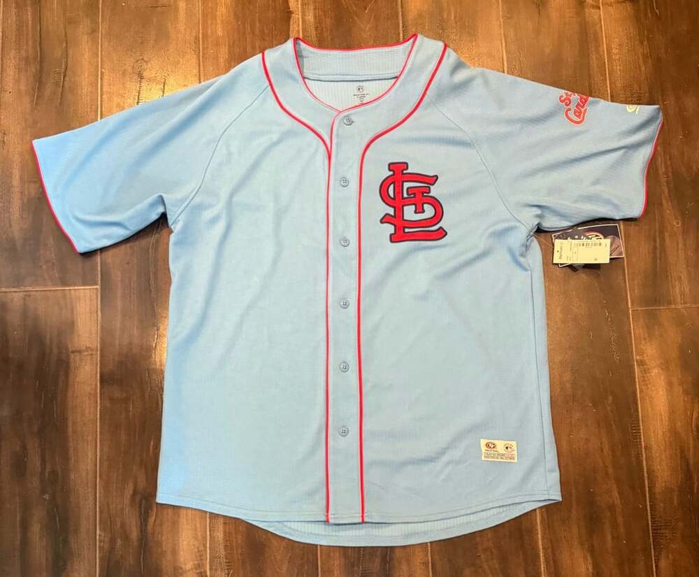 True Fan St. Louis Cardinals Baseball Jersey Size X-Large Light Blue